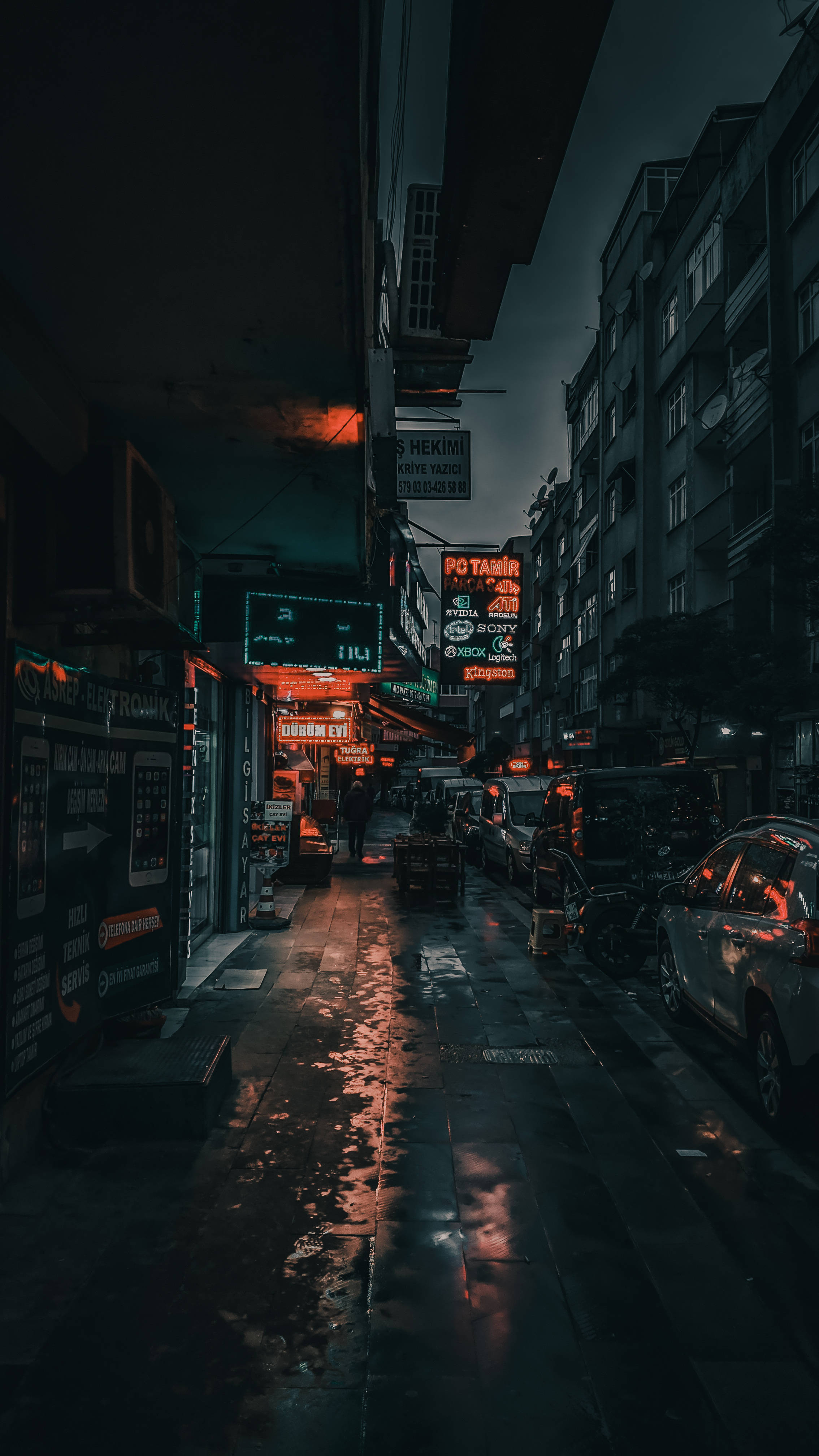 Karanlık Şehir Sokak Lambası Duvar Kağıdı