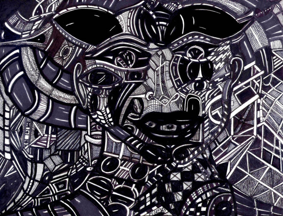 Karanlık Trippy Soyut Yüz Duvar Kağıdı