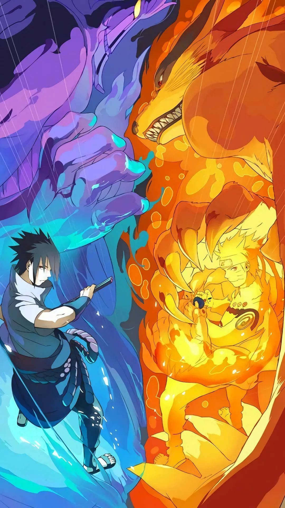 Karanlık ve Dokuz Kuyruklu Çakra Sasuke Naruto iPhone Duvar Kağıdı