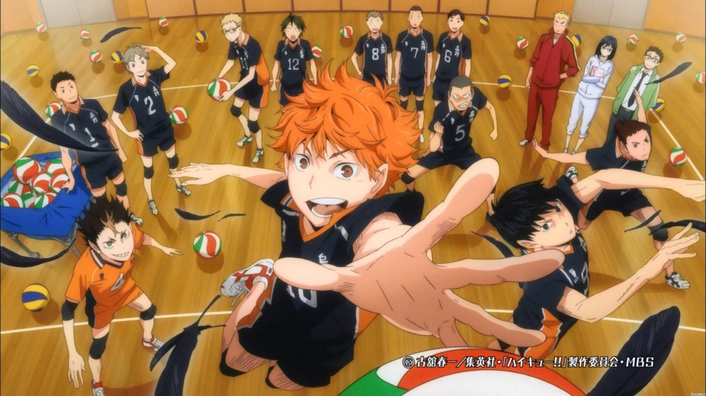 Karasuno Sahada Oynuyor Haikyuu Estetik Duvar Kağıdı