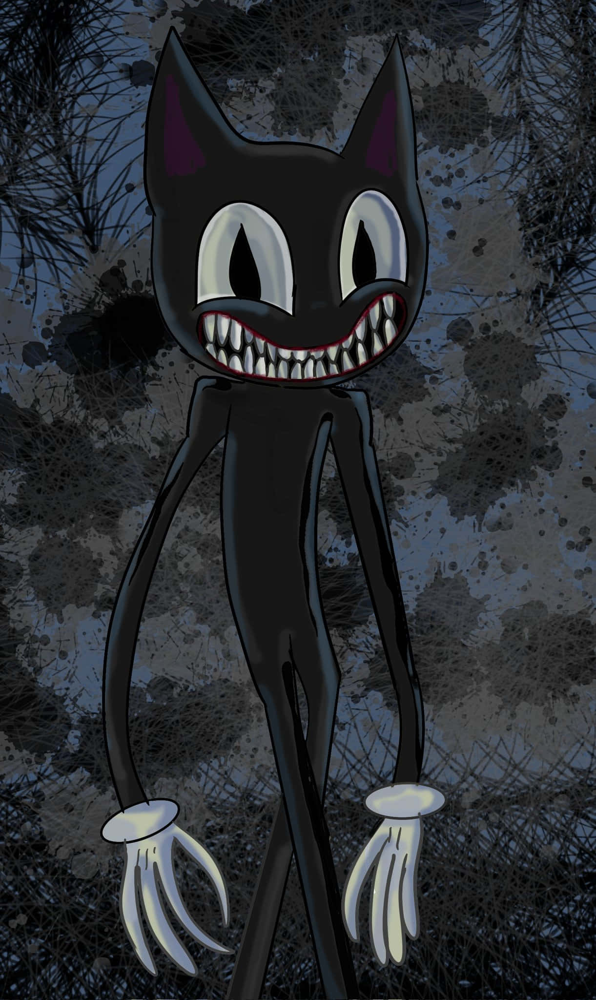 Karikatür Kedi Dostça El Sallıyor! Duvar Kağıdı