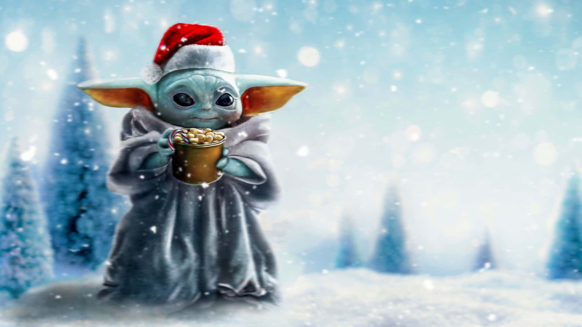 Karlı Bebek Yoda Noeli Duvar Kağıdı