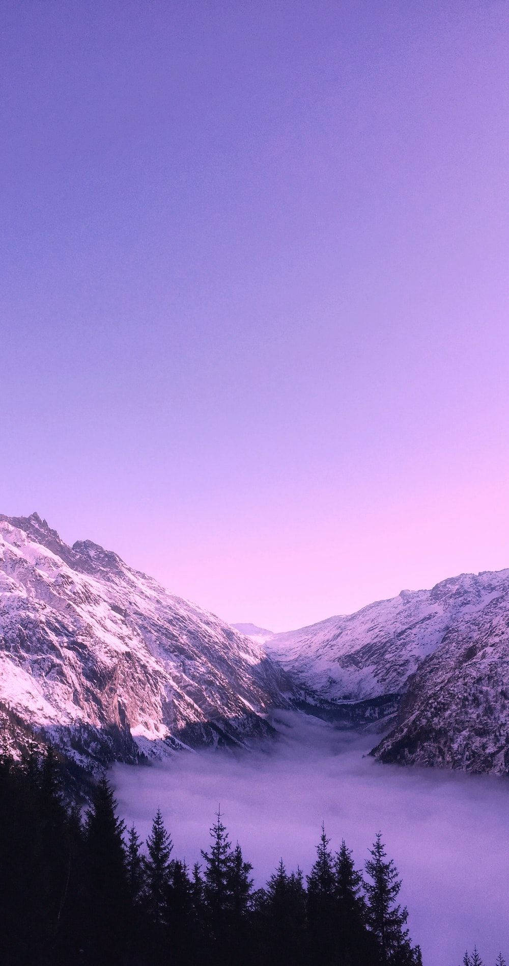 Karlı Dağlar Pastel Mor Tumblr Duvar Kağıdı
