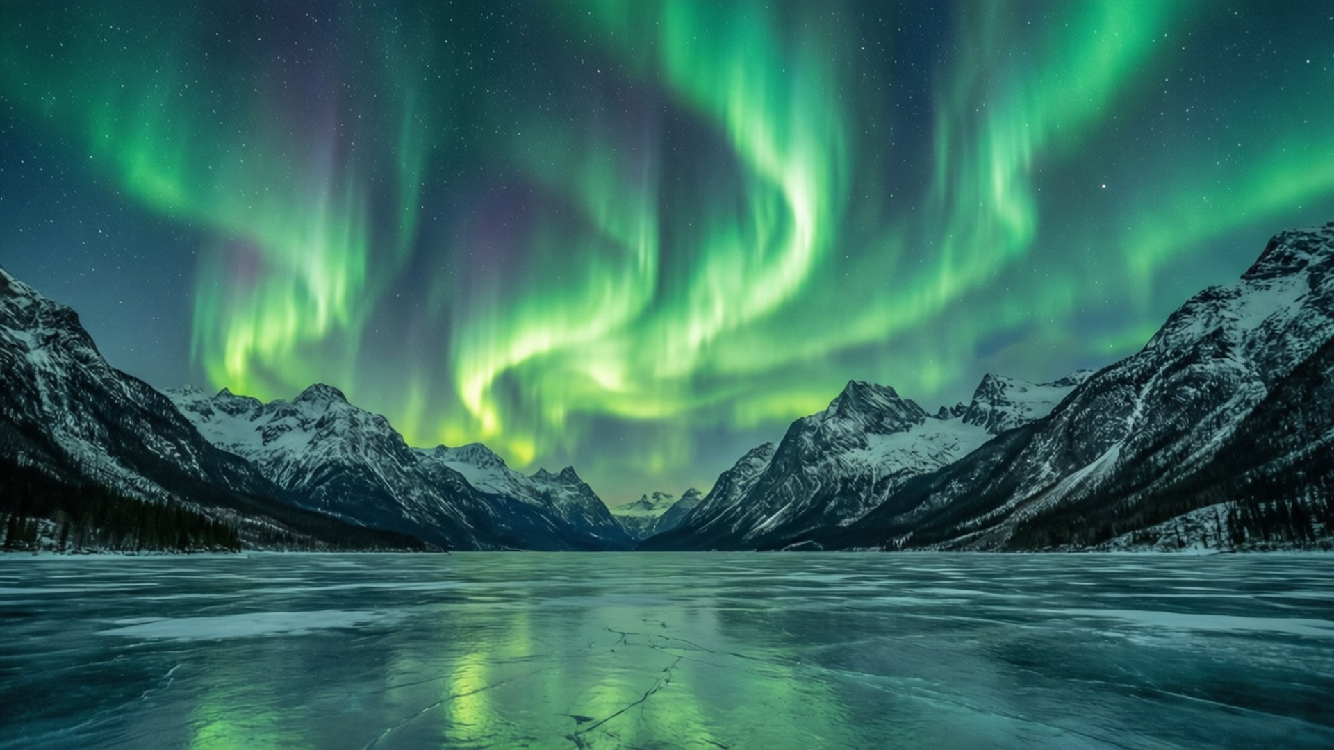 Karlı Zirveler Üzerinde Aurora Duvar Kağıdı