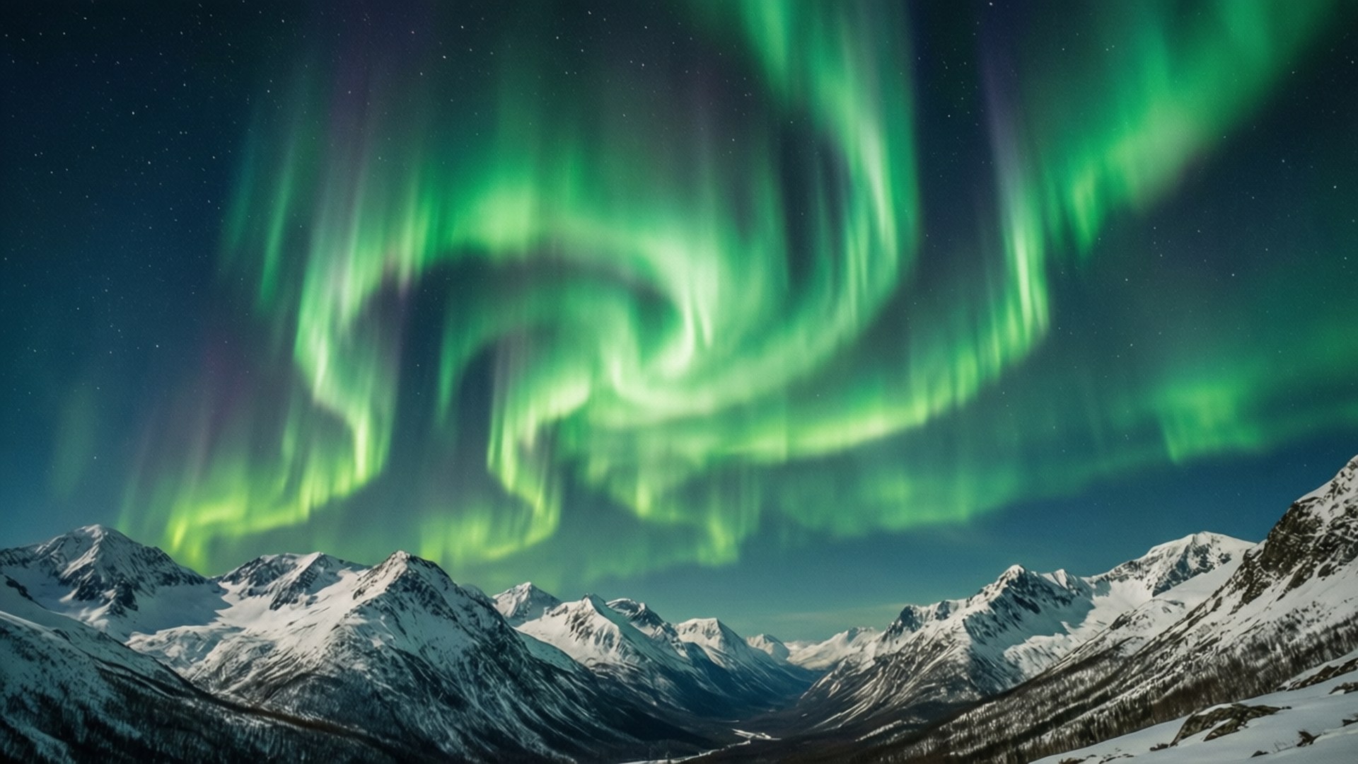 Karlı Zirvelerin Üzerinde Aurora Duvar Kağıdı