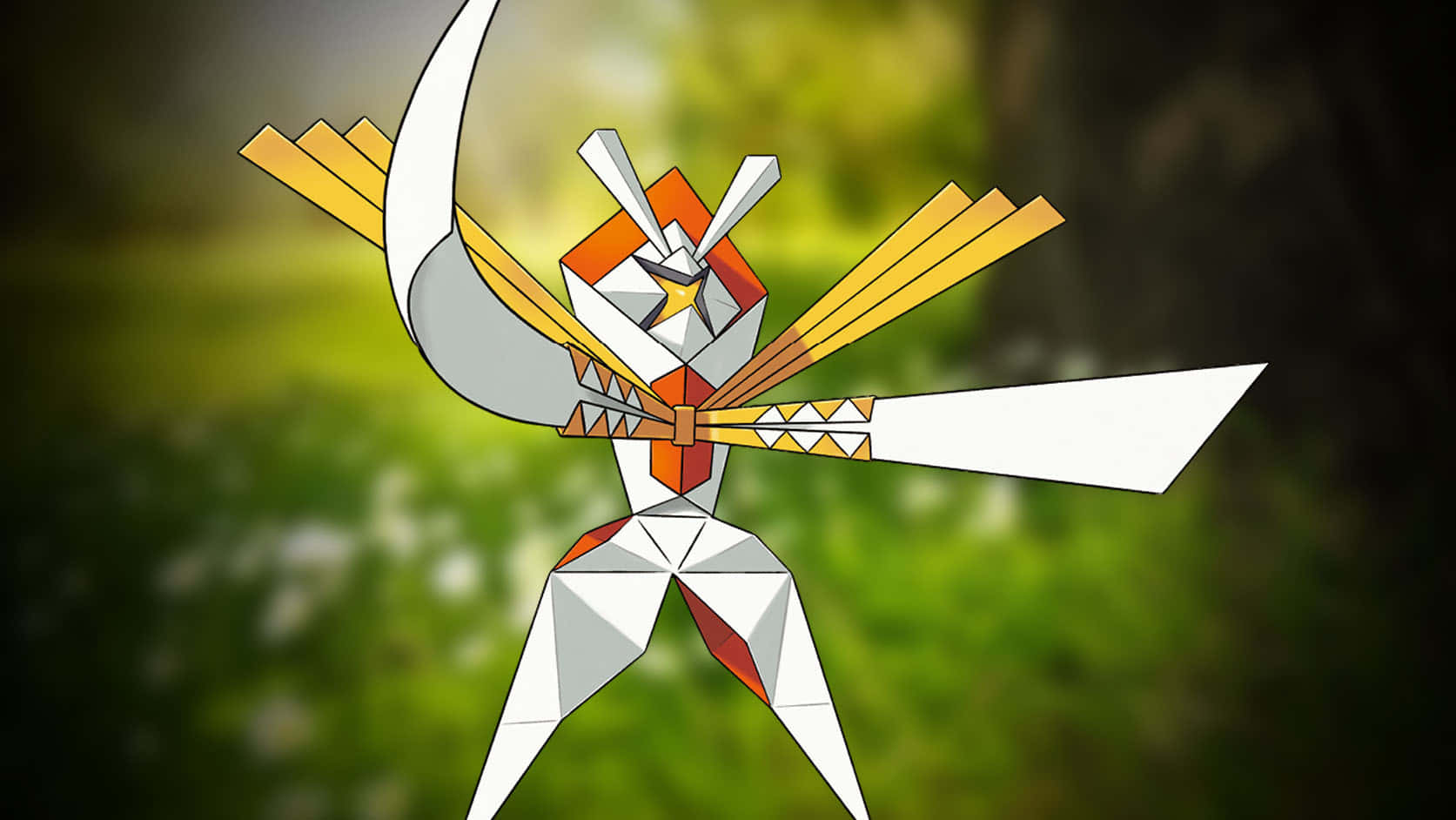 Kartana Pokemon Doğa Arka Planıyla Duvar Kağıdı
