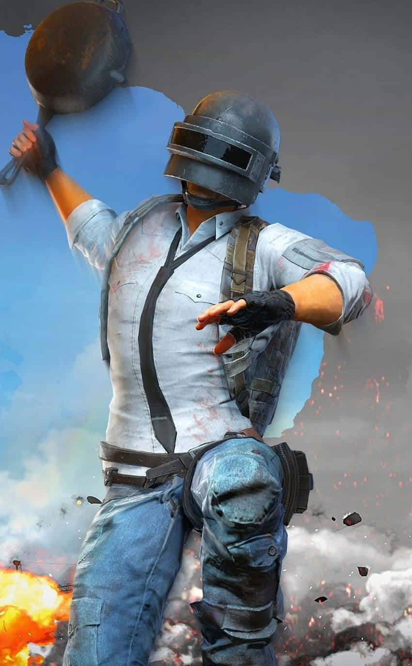 Kasklı Adam Tava ile Pixel 3 Playerunknown's Battlegrounds Arkaplanı Duvar Kağıdı