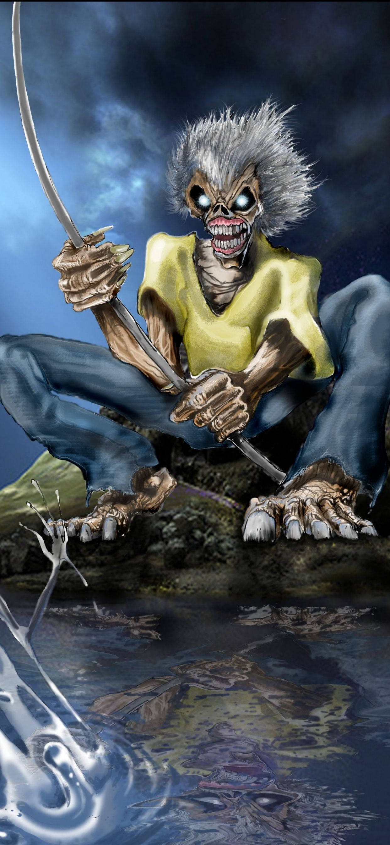 Katana Kılıcıyla Iron Maiden'ın Eddie'si Duvar Kağıdı