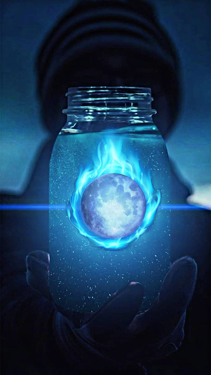 Kavanozda Neon Ay Duvar Kağıdı