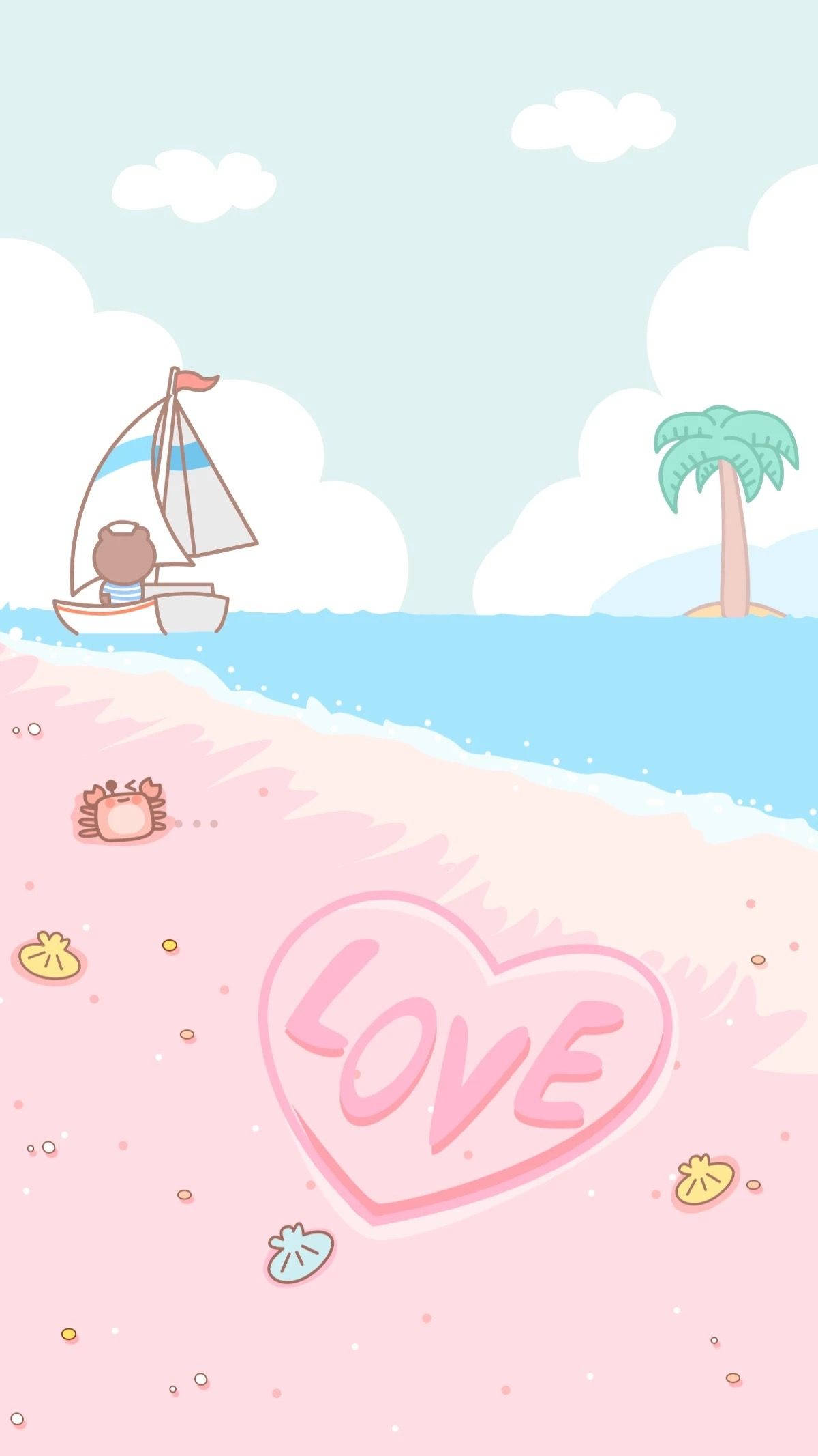 Kawaii Adası Yumuşak Estetik Duvar Kağıdı