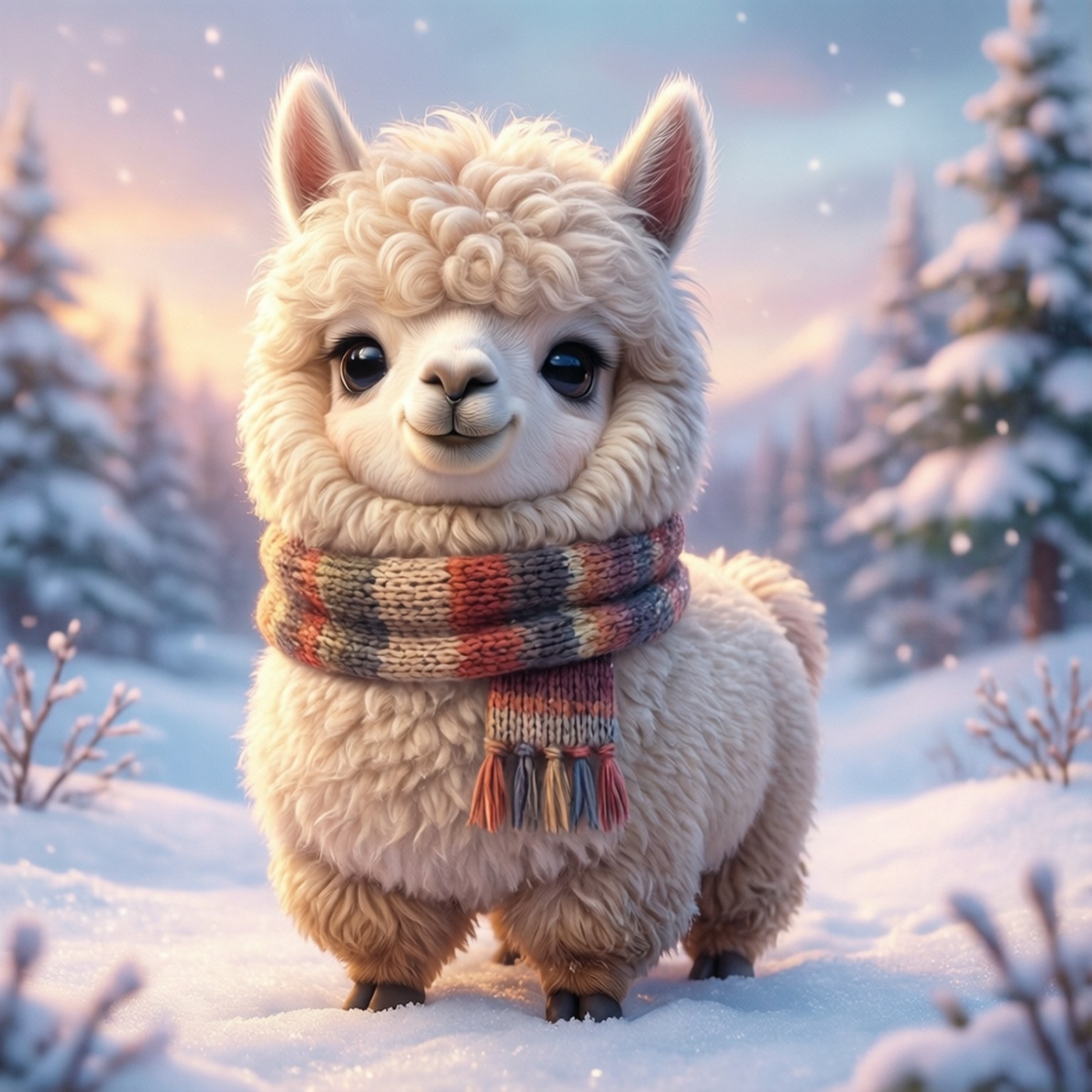 Kawaii Alpaka Karda Duvar Kağıdı