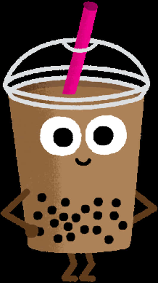 Kawaii Bubble Tea Karakteri.PNG Duvar Kağıdı
