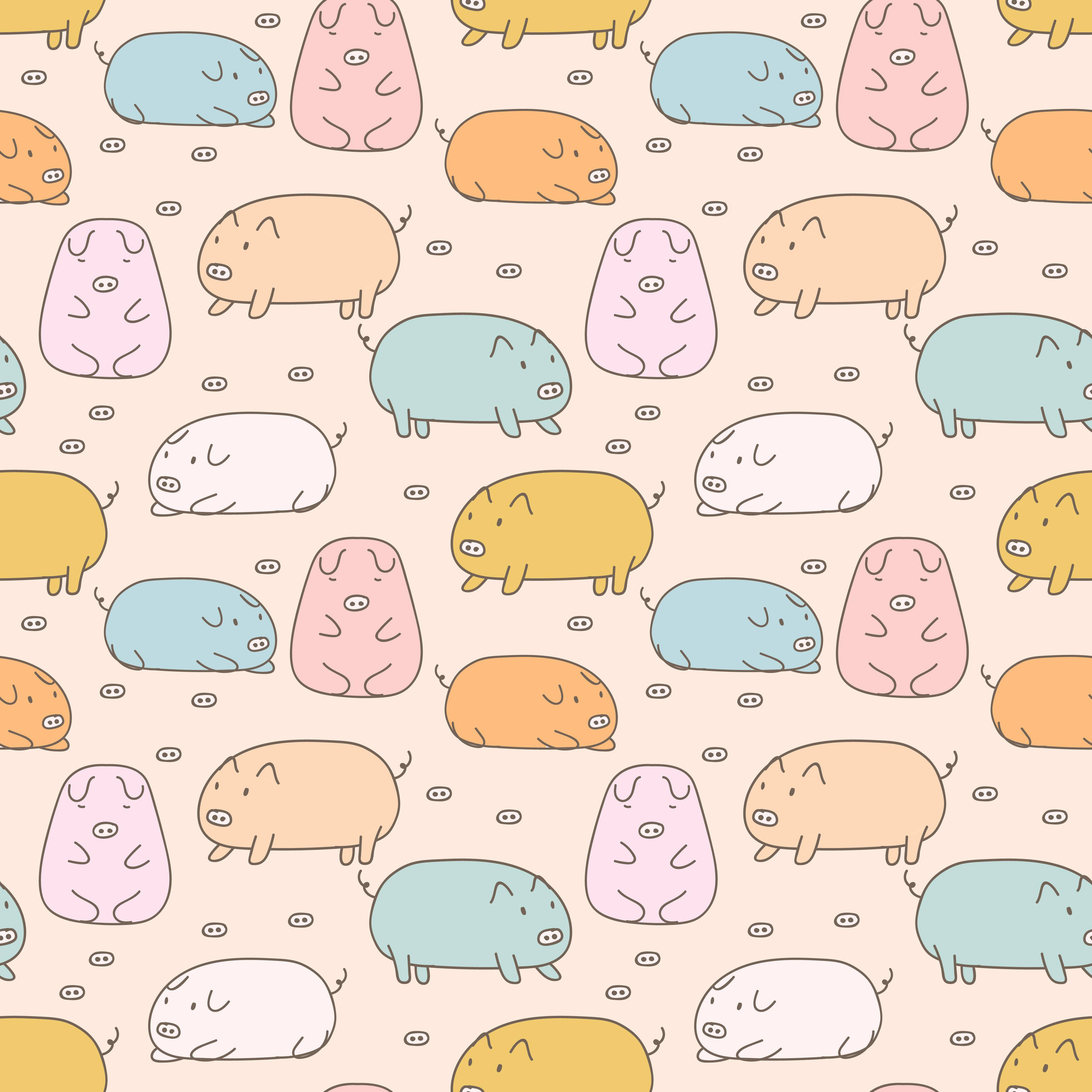 Kawaii Domuzcuk Desen Sanatı Duvar Kağıdı