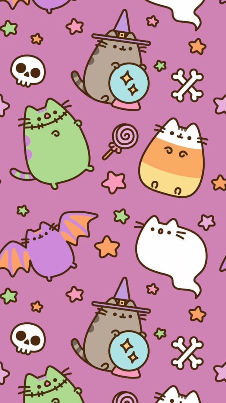 Kawaii HD Cadılar Bayramı Pusheen Duvar Kağıdı