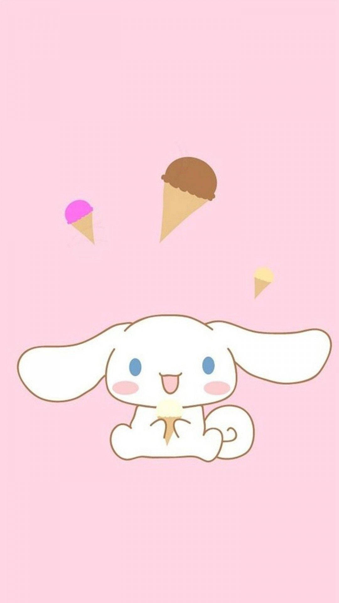 Kawaii HD Cinnamoroll Dondurma Yiyor Duvar Kağıdı