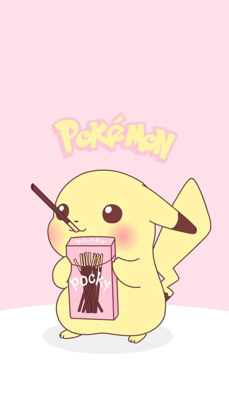 Kawaii HD Pikachu Pocky Yiyor Duvar Kağıdı