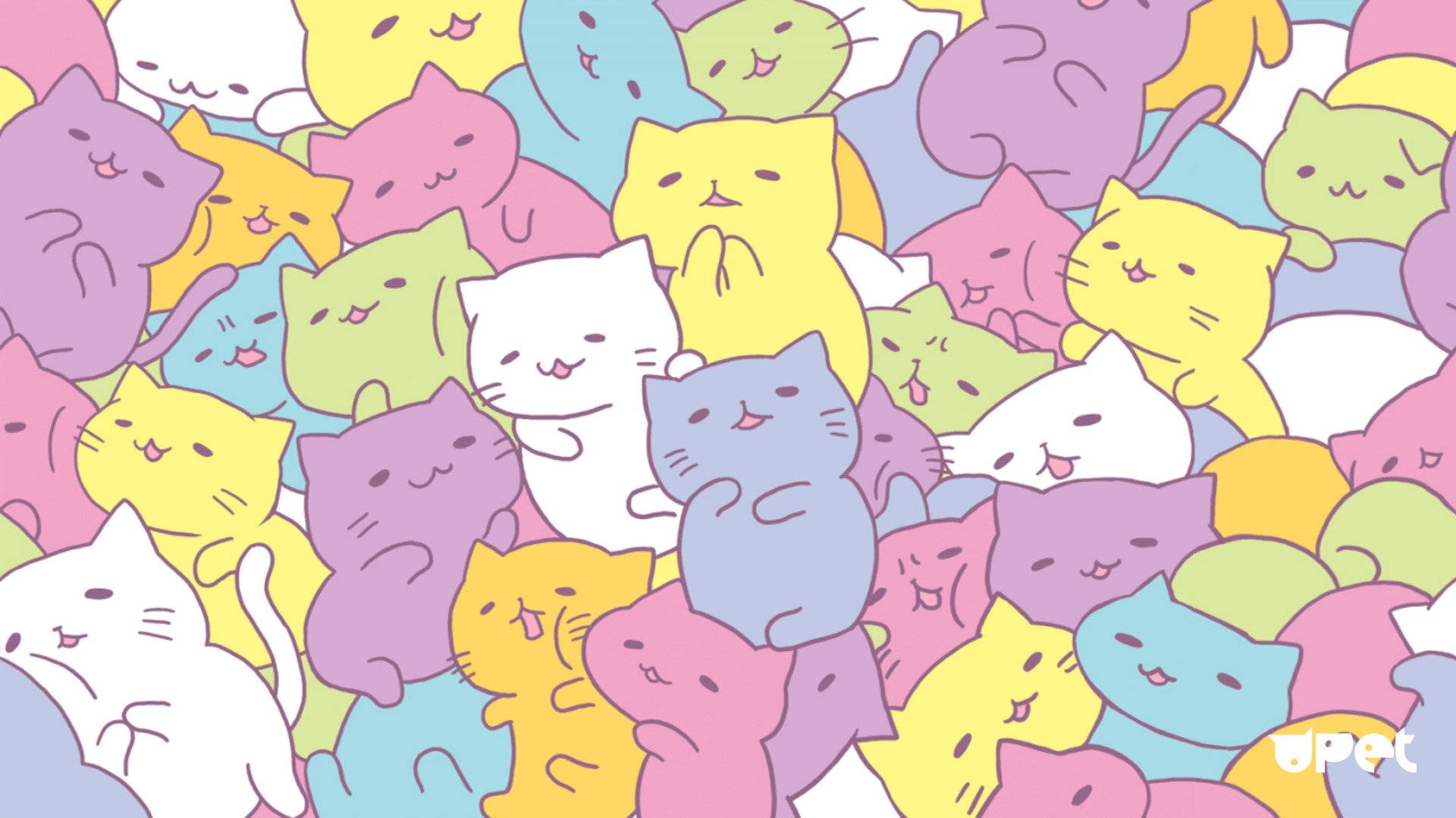 Kawaii HD Renkli Kediler Duvar Kağıdı
