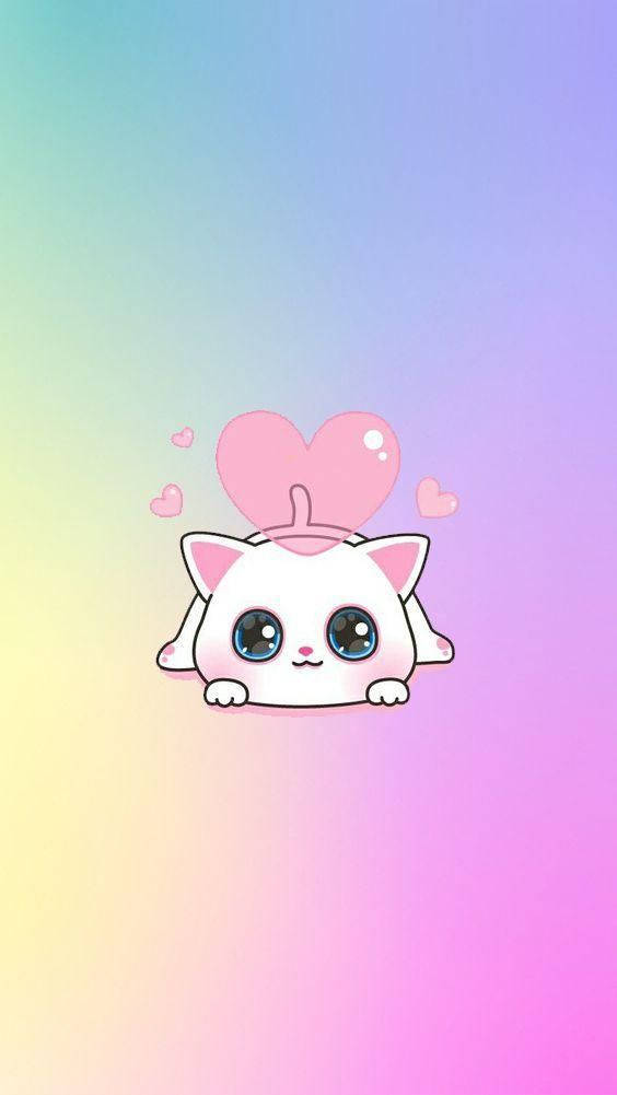 Kawaii HD Sevimli Beyaz Kedi Duvar Kağıdı