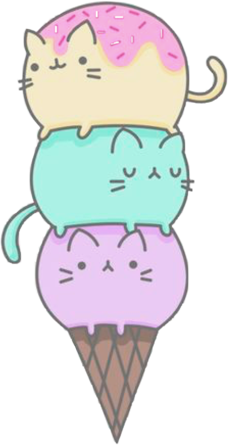 Kawaii Kedi Dondurma Külahı Duvar Kağıdı
