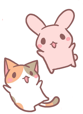 Kawaii Kedi ve Tavşan Arkadaşlar.PNG Duvar Kağıdı
