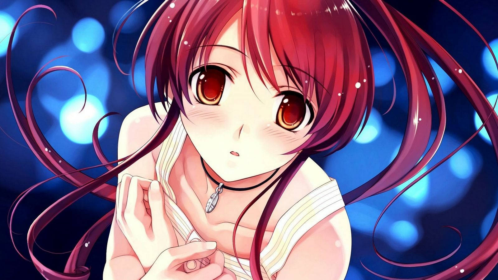 Kawaii Kırmızı Saçlı Anime Kızı Duvar Kağıdı
