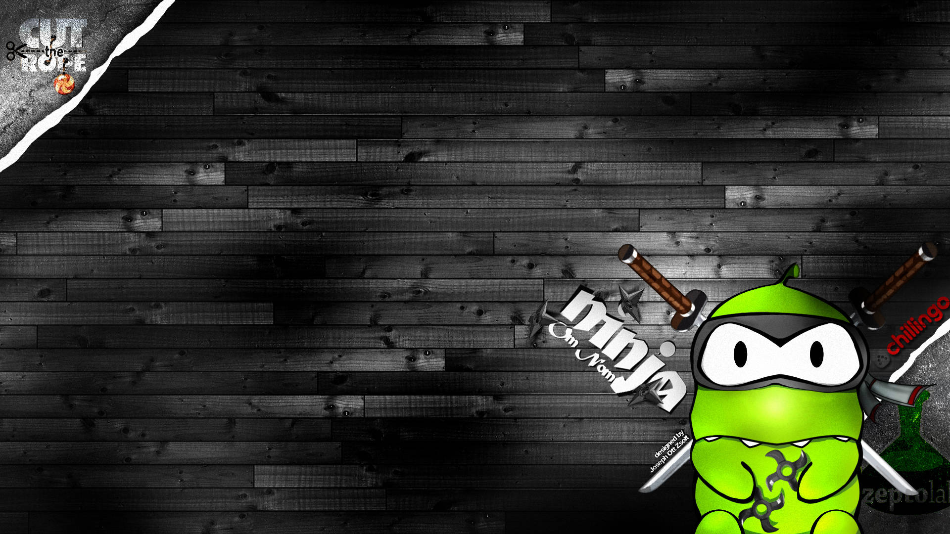 Kawaii Kurbağa Ninja Om Nom Duvar Kağıdı