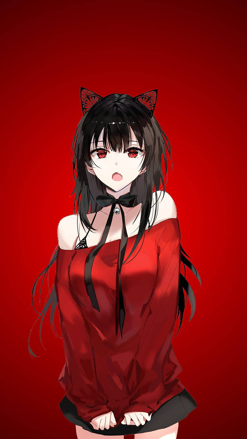 Kawaii Sevimli Kız Kedi Kulaklı Duvar Kağıdı