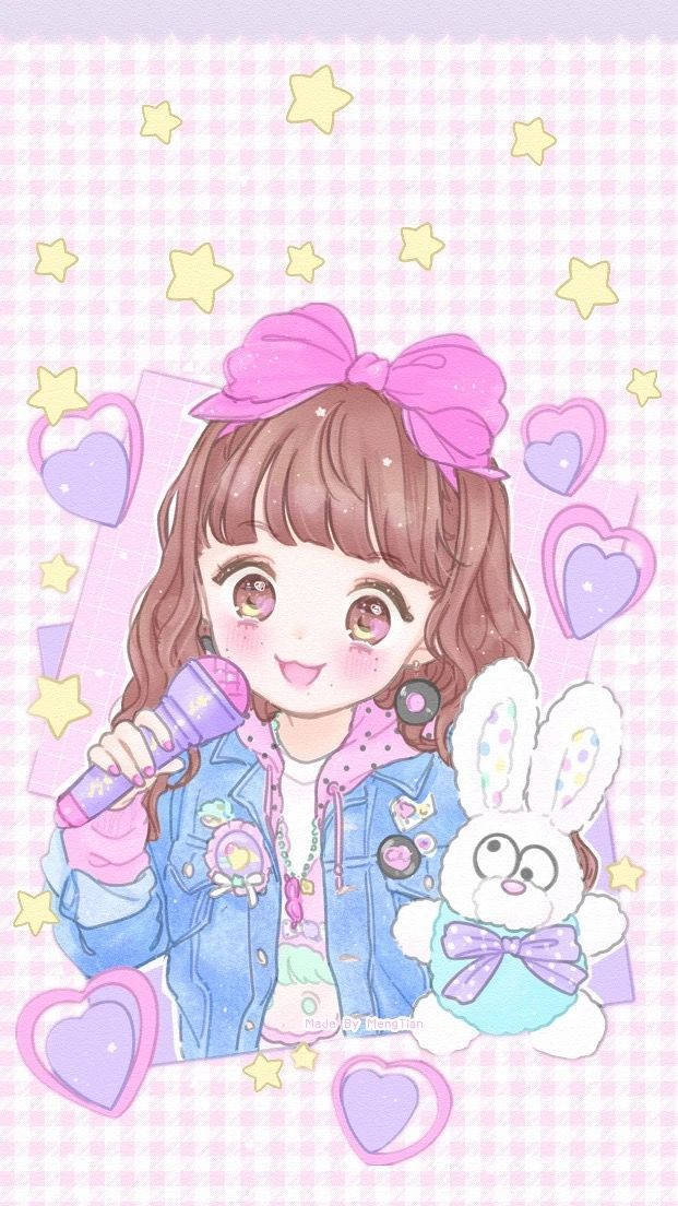 Kawaii Şirin Kız Şarkıcı Duvar Kağıdı