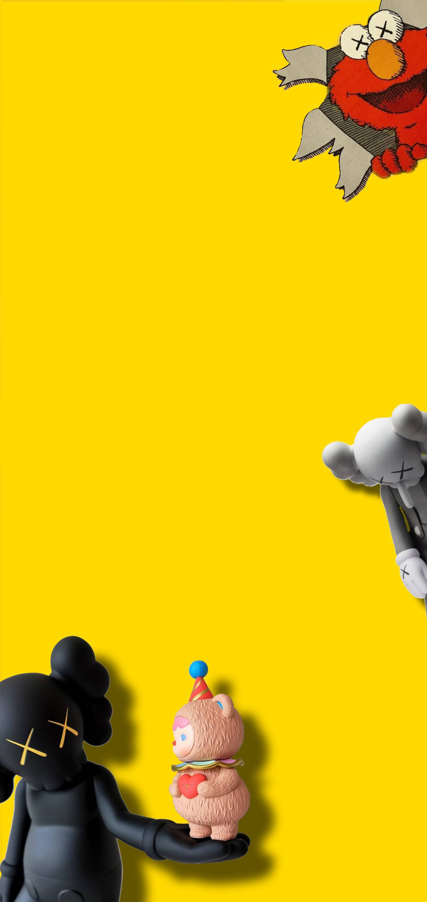 KAWS ve Elmo Kenar Duvar Kağıdı