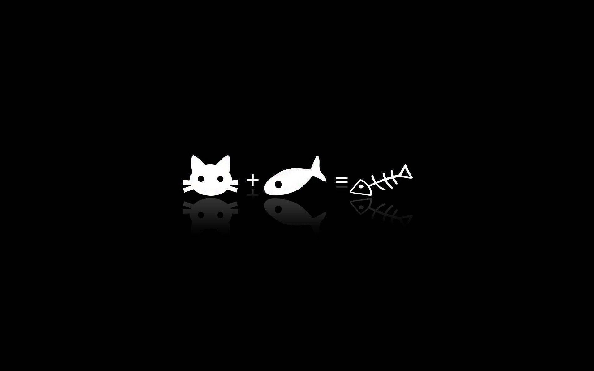 Kedi ve Balık Karikatürü Duvar Kağıdı