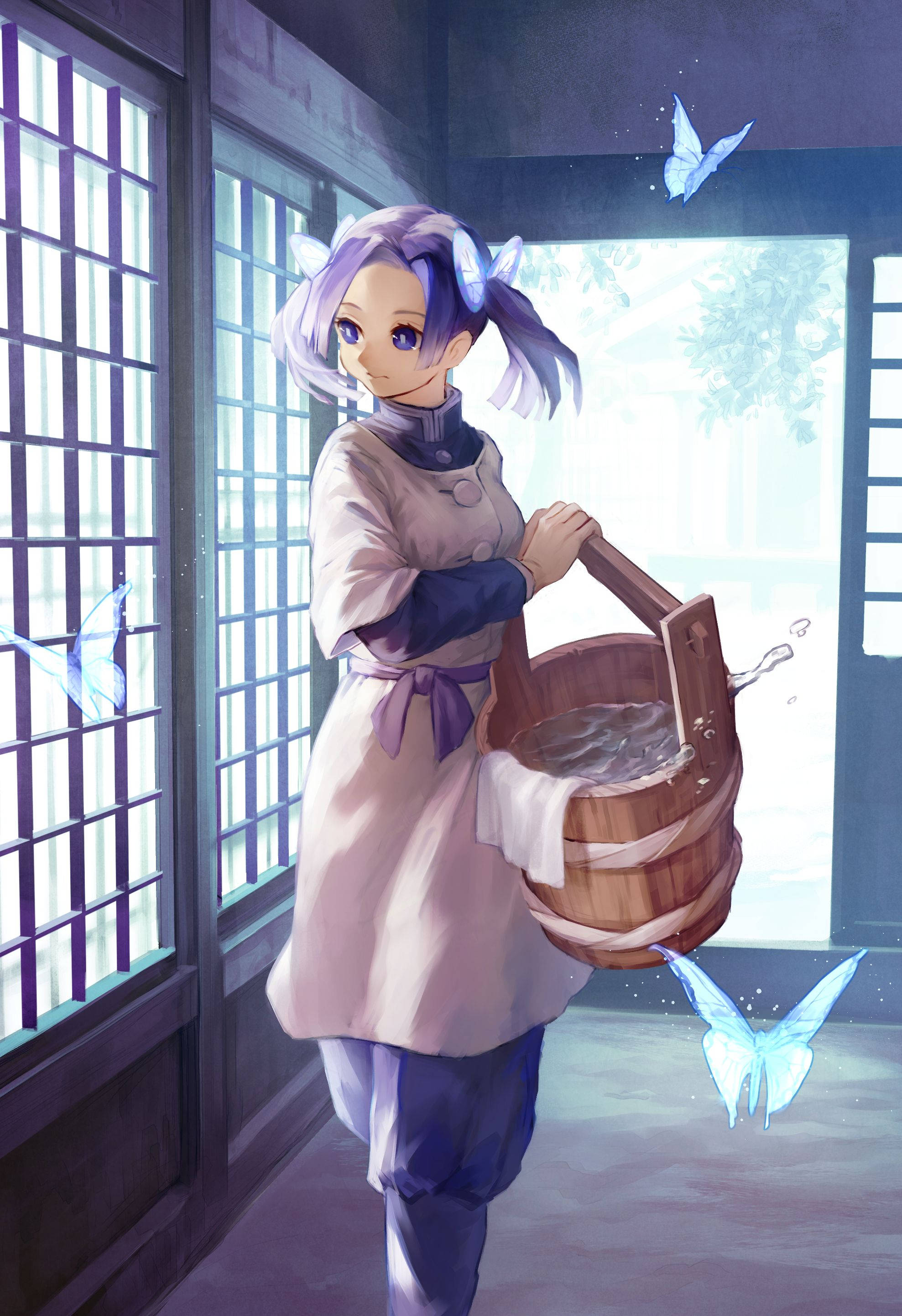 Kelebeklerle Aoi Kanzaki Sanat Eseri Duvar Kağıdı
