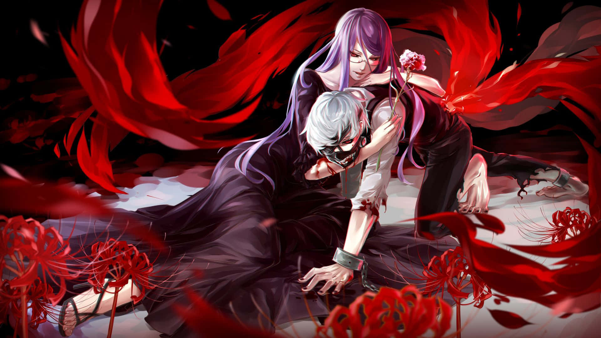 Ken Kaneki - Şekil Değiştiren Bir Ghoul ile Yüzleşmeye Hazır Duvar Kağıdı