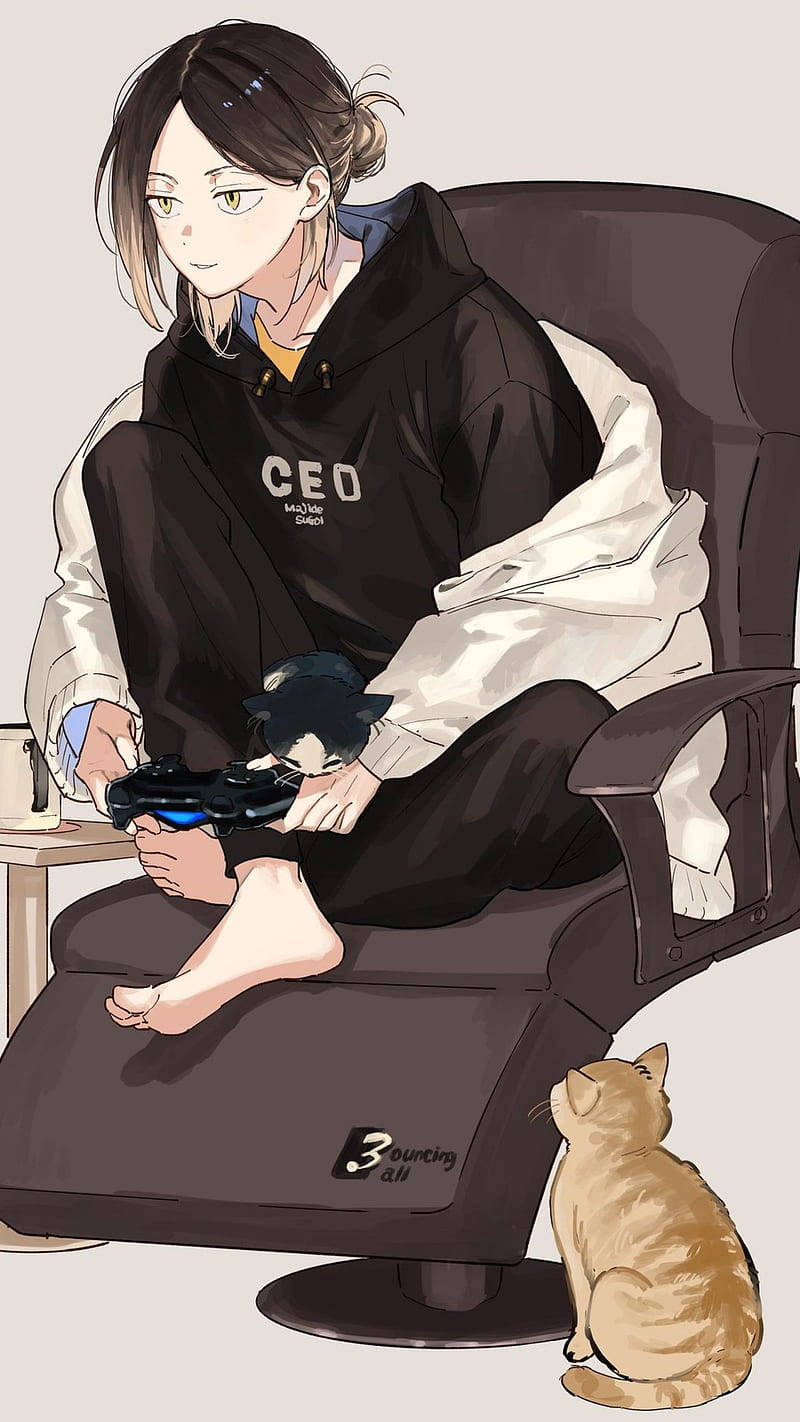 Kenma Video Oyunları Oynuyor Duvar Kağıdı