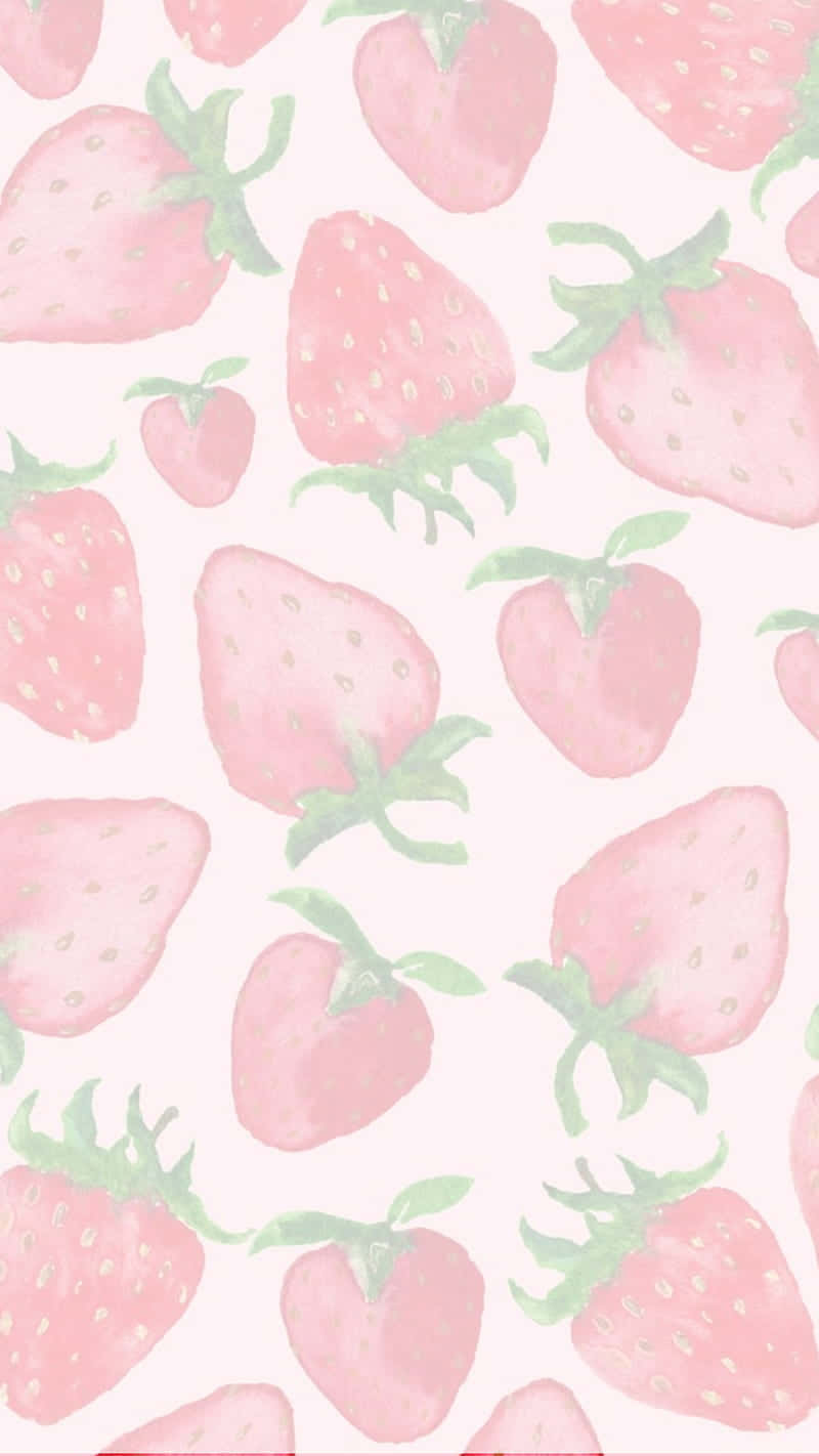Kesintisiz Pembe Pastel Sevimli Çilek Duvar Kağıdı