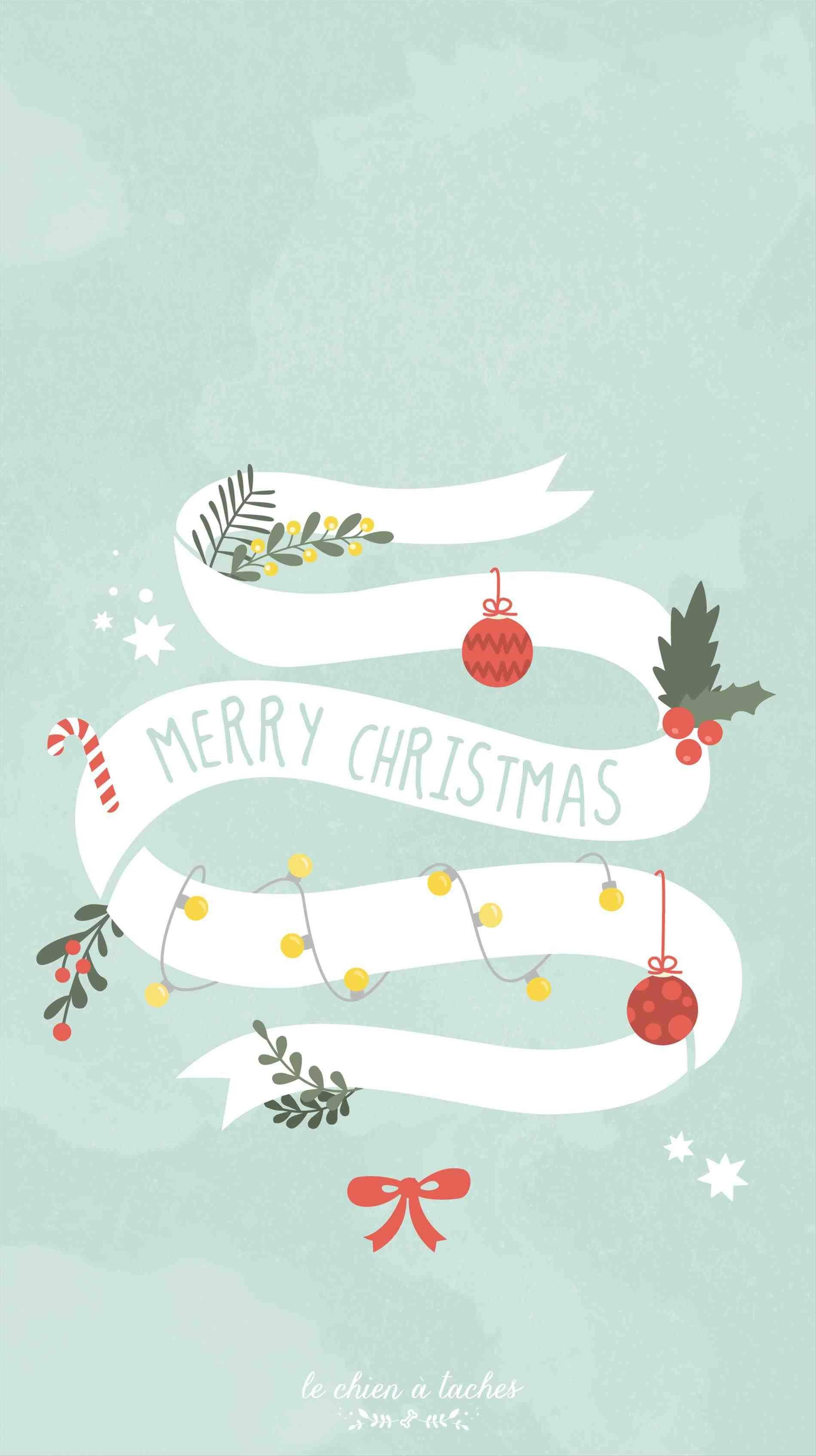 Keyifli Noel Kurdelesi Çizimi iPhone Duvar Kağıdı