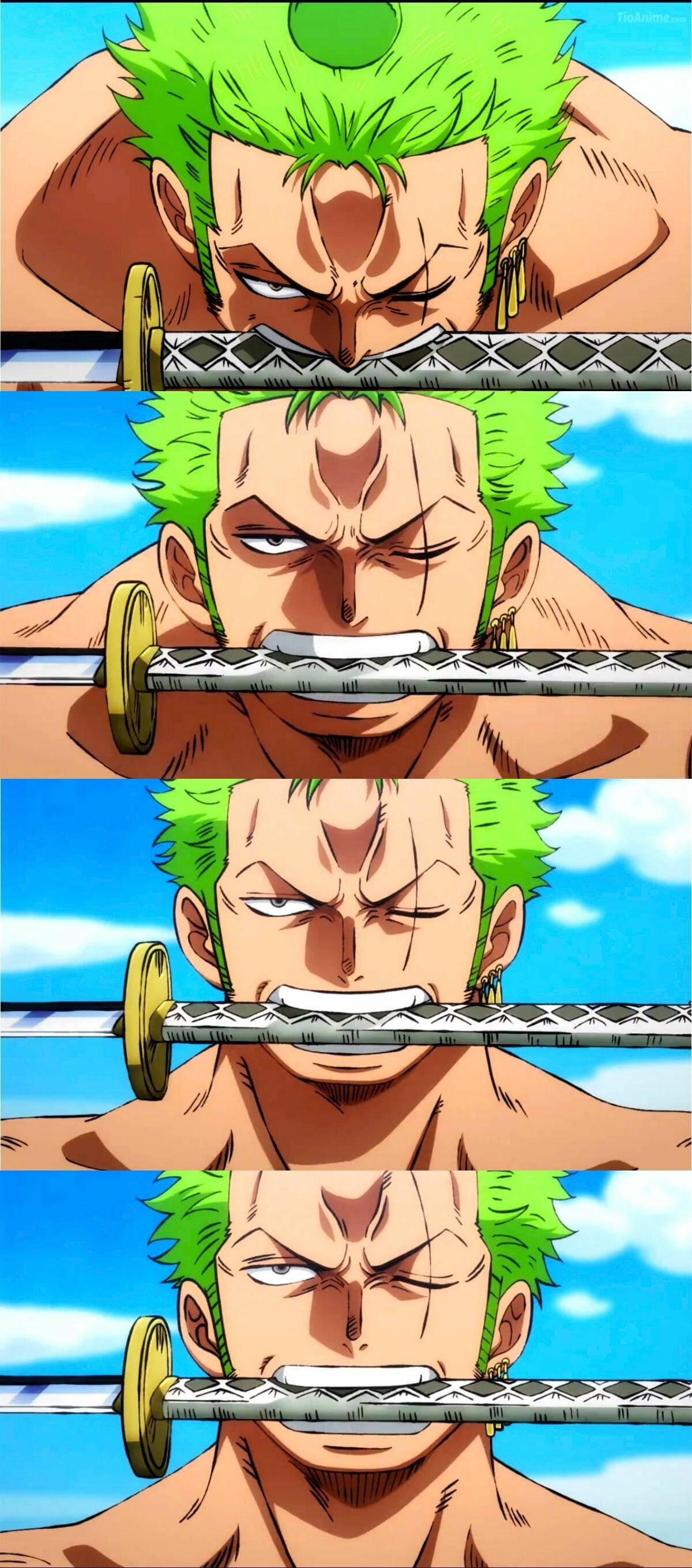 Kılıçlı Zoro PFP Anime Kolajı Duvar Kağıdı