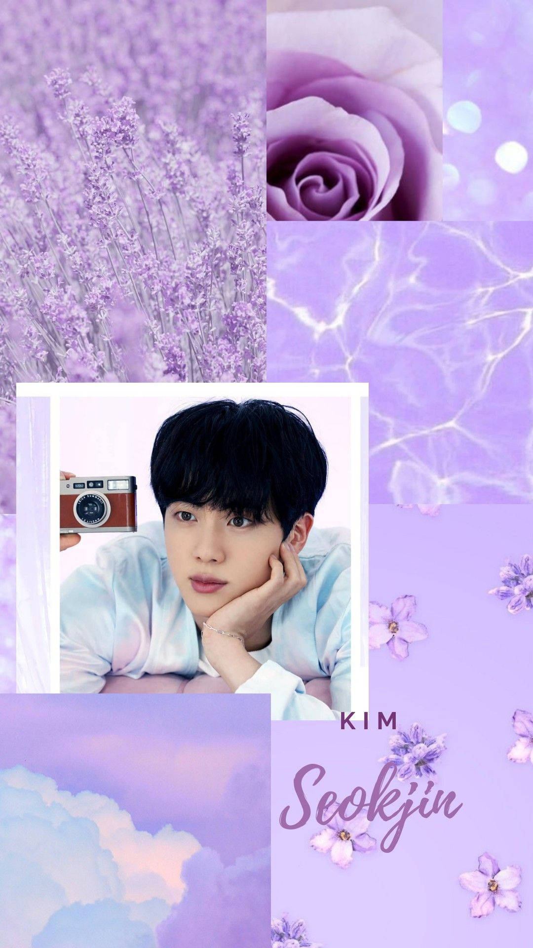 Kim Seokjin Estetik Pastel Mor Duvar Kağıdı