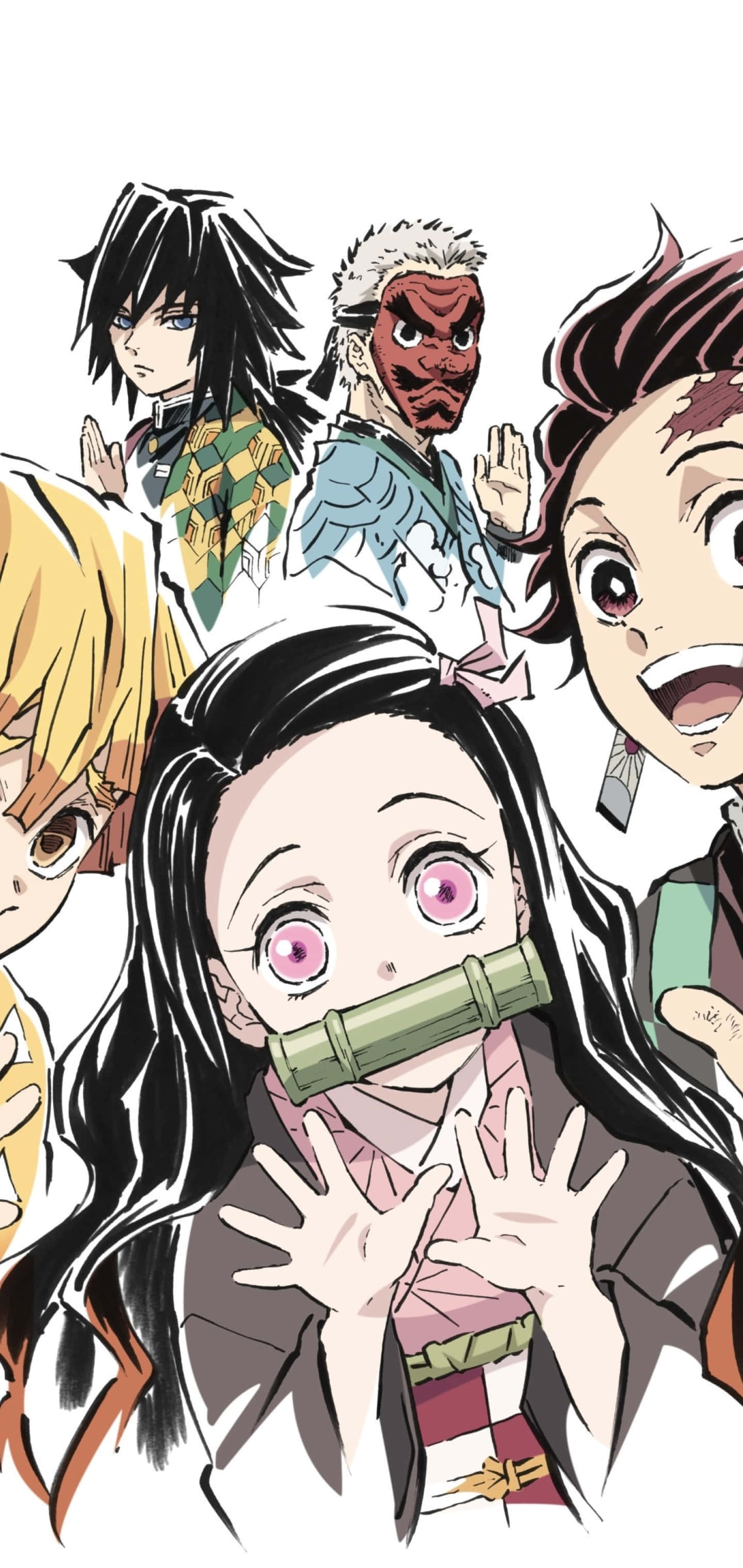 Kimetsu No Yaiba'nın Demon Slayer Grubu Canavarları Öldürmek İçin Birleşiyor Duvar Kağıdı