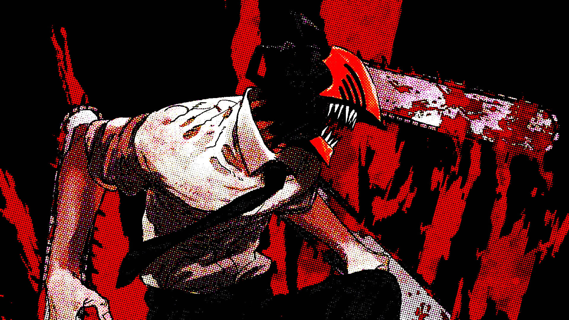 Kırmızı Anime Chainsaw Man Duvar Kağıdı