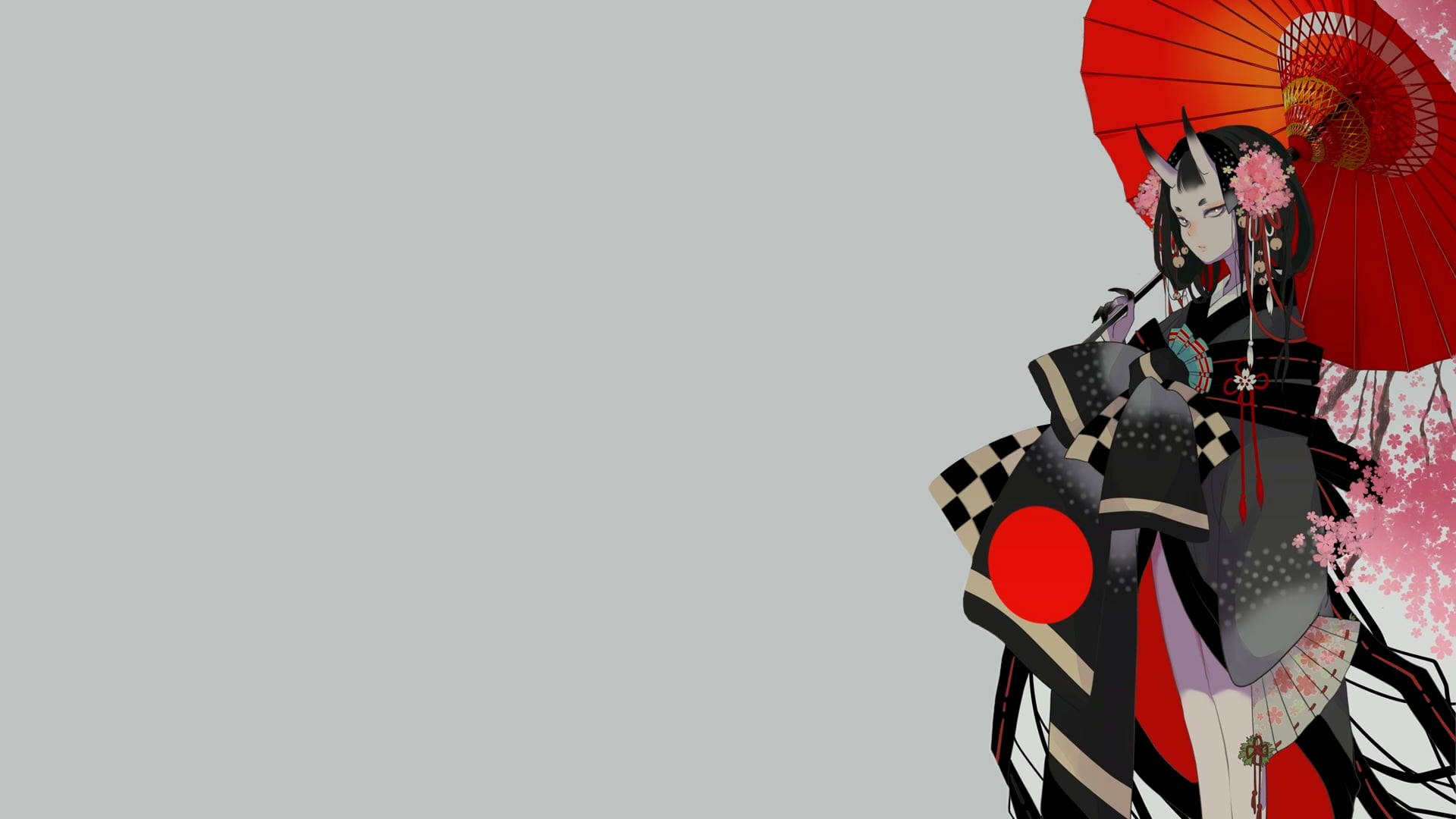 Kırmızı Anime Japon Oni Kızı Duvar Kağıdı