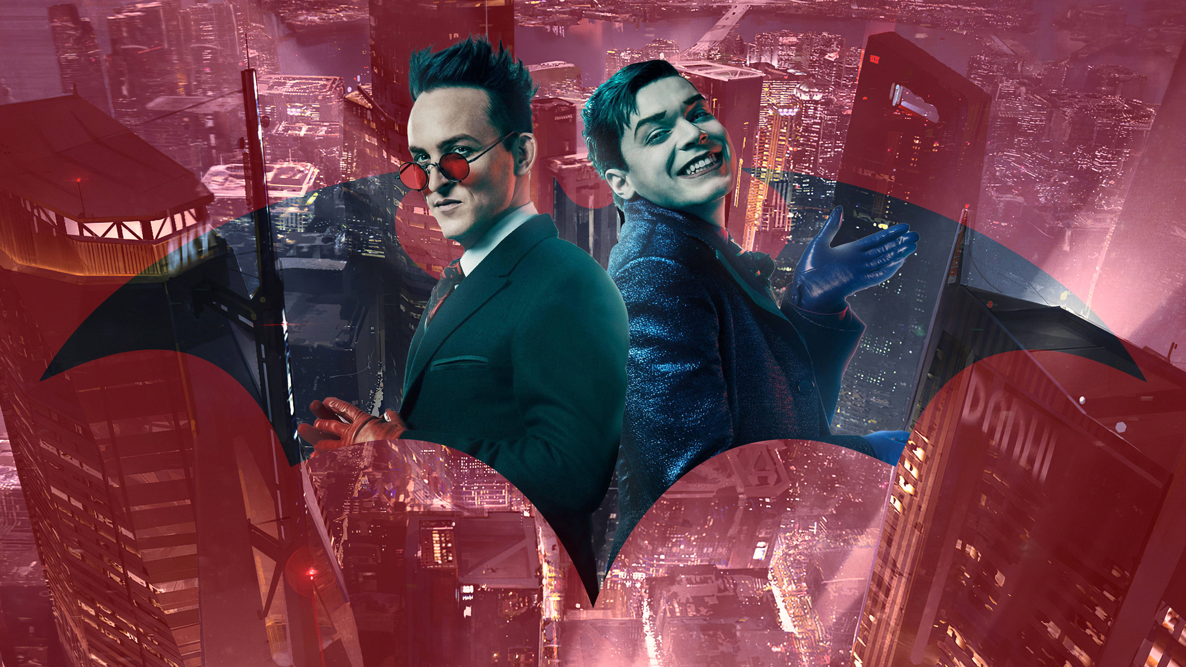 Kırmızı Estetik 4K Gotham Penguen Duvar Kağıdı