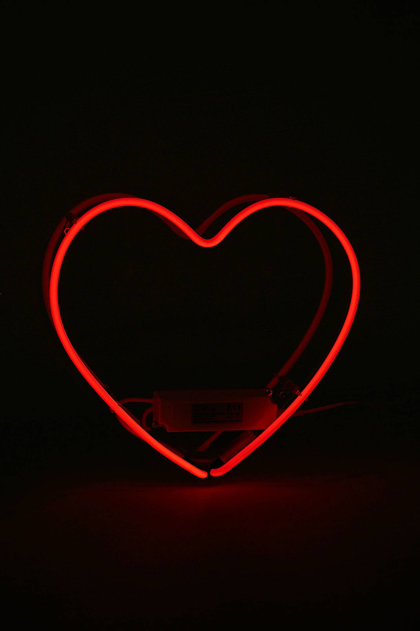 Kırmızı Estetik Neon Minimalist Kalp Duvar Kağıdı