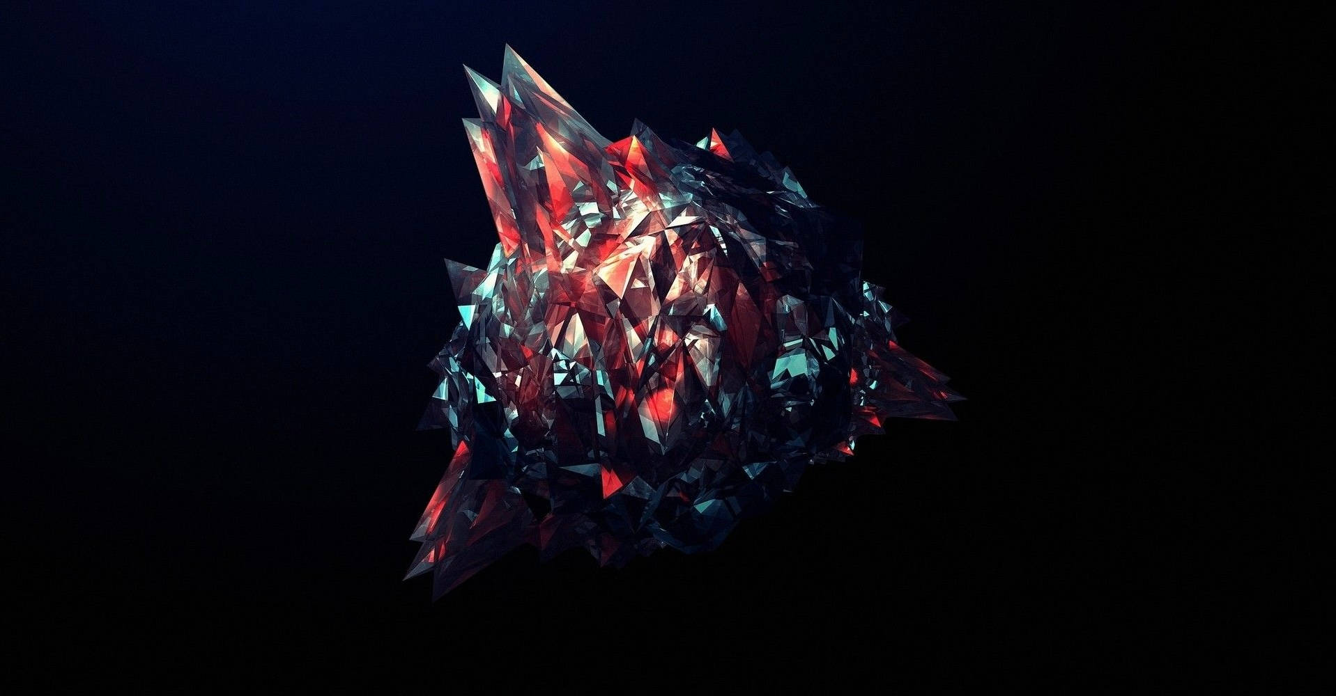 Kırmızı Galaksi Kurt Geometrik Sanat Duvar Kağıdı