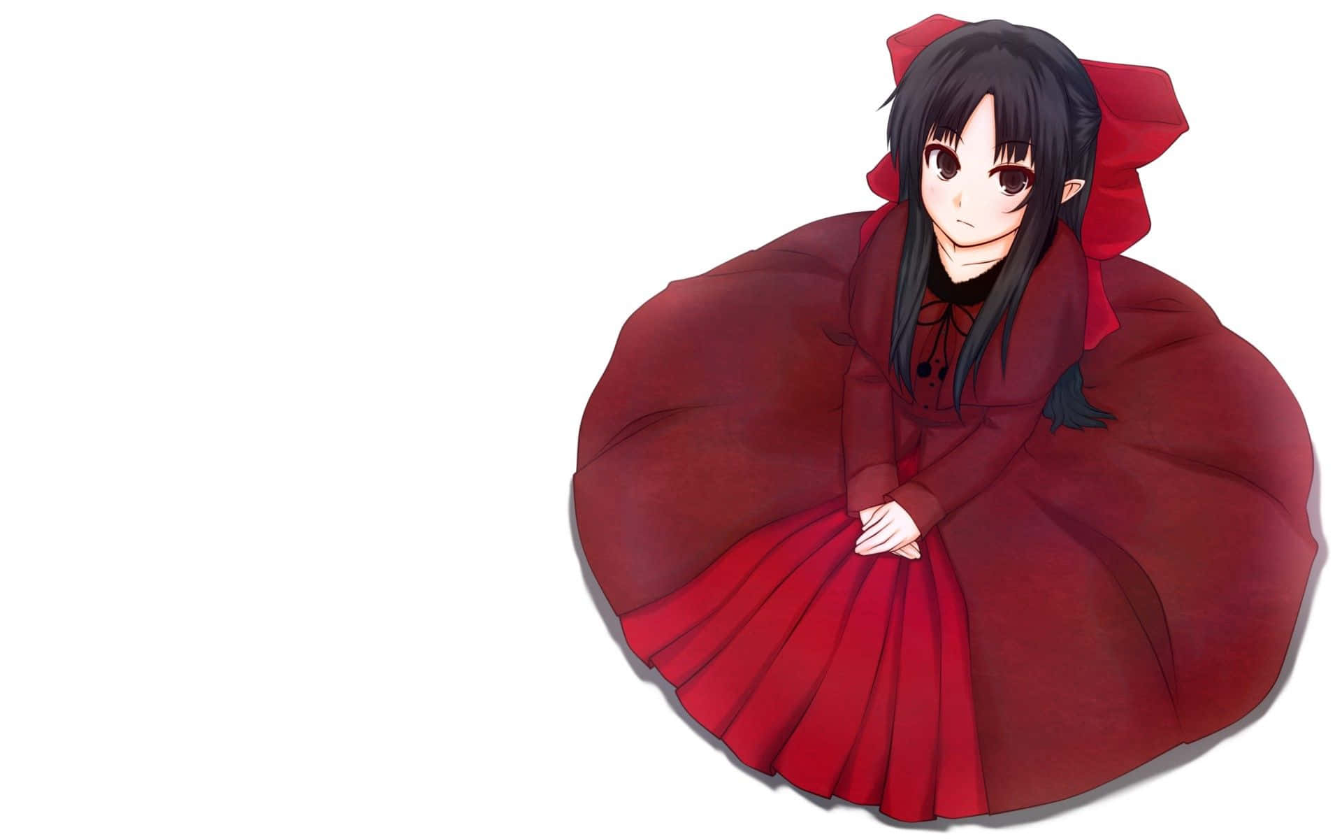 Kırmızı Mütevazı Elbise Giyen Anime Kızı Duvar Kağıdı