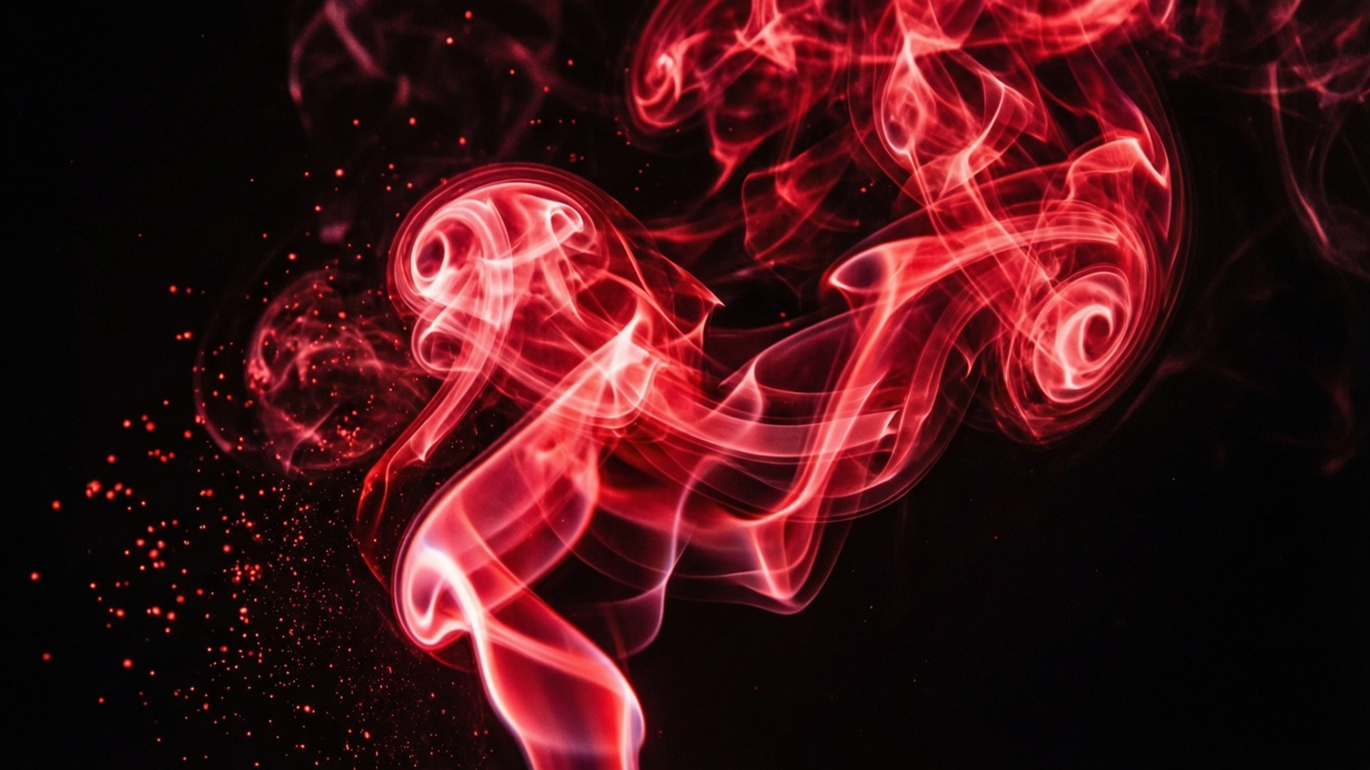 Kırmızı Neon Duman Sarmalı Duvar Kağıdı