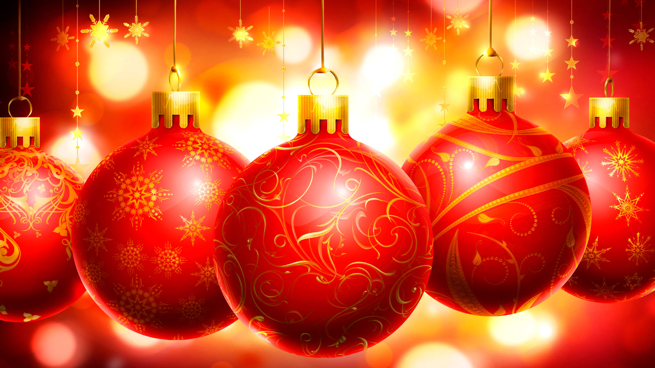 Kırmızı Noel Süsleri Vektör Duvar Kağıdı