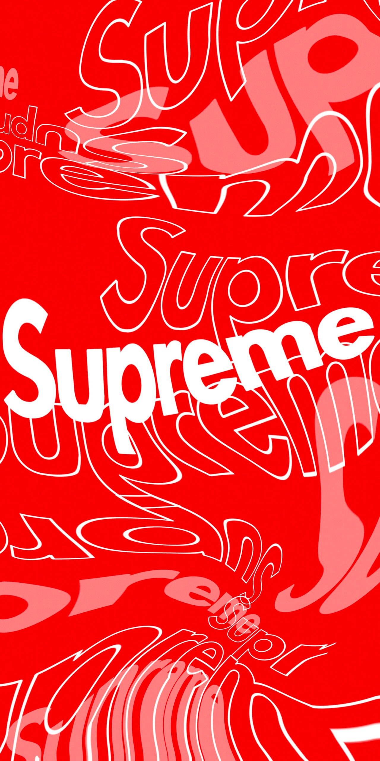 Kırmızı Supreme Dalgalı Fontlar Duvar Kağıdı