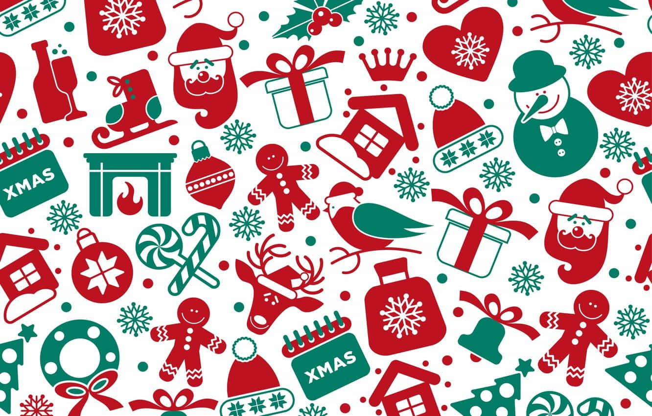 Kırmızı ve Yeşil Noel Deseni Duvar Kağıdı