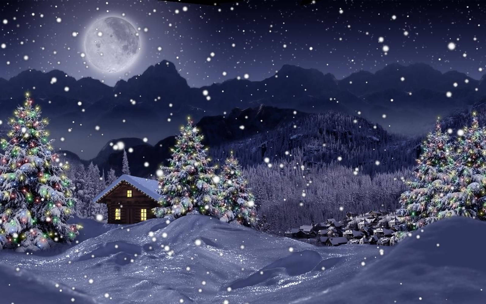 Kış Noel Canlı 3D Duvar Kağıdı