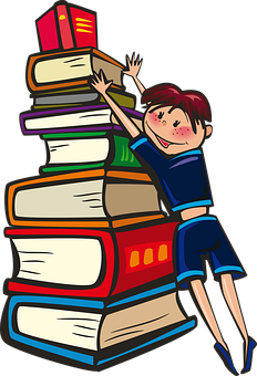 Kitap Yığınına Tırmanan Kız Duvar Kağıdı
